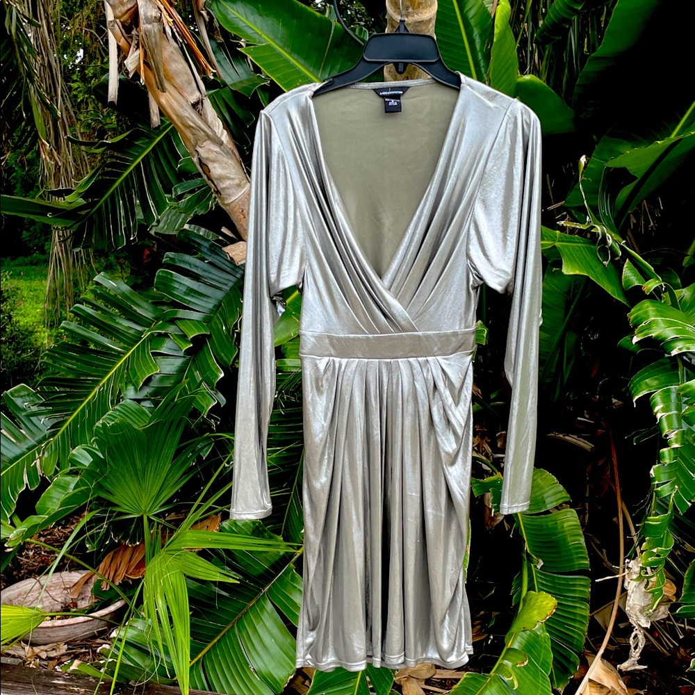 liquid silver dolman  sleeve dress